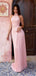 Elegant Pink High Neck Pleated Satin Prom Dress,Evening Gown,WGP2078