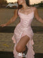 Popular Pink Spaghetti Strap Mermaid Long Prom Dress Ideas, Evening Party Dresses,WGP1863