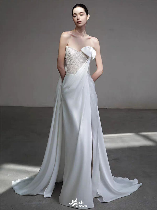 Elegant White Sweetheart Mermaid Long Prom Dress Ideas, Evening Party Dresses,WGP1730