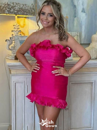 Elegant Strapless Sheath Short Mini Homecoming Dress,EPT403