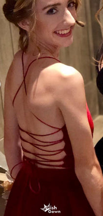 Elegant Spaghetti Strap V-neck A-line Short Mini Homecoming Dress,EPT429