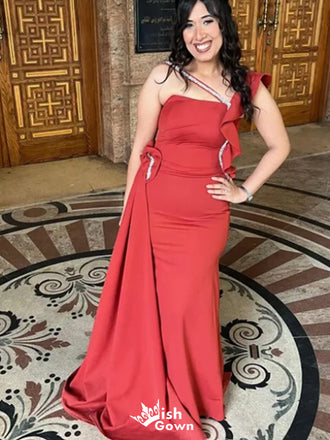 Gorgeous One-shoulder Unique Mermaid Long Prom Dress Ideas, Evening Party Dresses,WGP1568