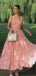 Elegant Pink Spaghetti-Strap A-Line Long Prom Dress Ideas, Evening Party Dresses,WGP1629