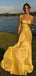 Classy Yellow Satin Prom Dress Sleeveless Corset Bodice A-Line Formal Gown,WGP2125