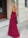 Sexy Red V-Neck Mermaid Long Prom Dress Ideas, Evening Party Dresses,WGP1770