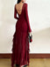 Sexy Red V-Neck Long Sleeve Mermaid Long Prom Dress Ideas, Evening Party Dresses,WGP1667