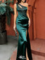 Modern One-Shoulder Beaded Emerald Satin Prom Dresses,Evening Party Dresses,WGP2067