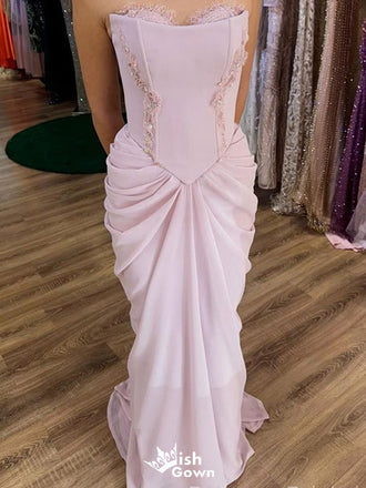 Gorgeous Strapless Bateau Mermaid Long Prom Dress Ideas, Evening Party Dresses,WGP1580