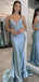 Fancy Glitzy Blue Prom Dress Deep V-Neck Sequined Mermaid Formal Gown,WGP2165