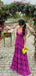 Stunning Fuchsia Tiered Prom Gown Ruffled Deep V-Neck Formal Party Dress,WGP2171