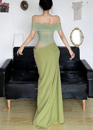 Unique Green Off-Shoulder Mermaid Long Prom Dress Ideas, Evening Party Dresses,WGP1732