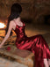 Classy Red Satin Strapless Prom Dress Sleek Backless Maxi Party Gown,WGP2156