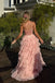 Unique Blush Pink Tiered Ruffle Prom Dress Strapless Boned Corset Tulle Ball Gown Skirt,WGP2087