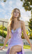Modern Lavender Satin Prom Dress Beaded Sweetheart Neck Side Slit Ruched Formal Gown,WGP2055