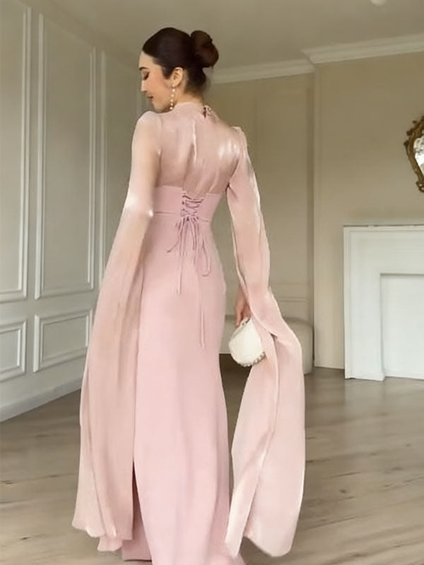 Elegant Pink Halter Mermaid Long Prom Dress Ideas, Evening Party Dresses,WGP1840