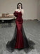 Elegant Red Off-Shoulder Mermaid Long Prom Dress Ideas, Evening Party Dresses,WGP1668