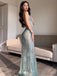 Popular Teal Spaghetti Strap Mermaid  Long Prom Dress Ideas, Evening Party Dresses,WGP1638