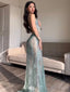 Popular Teal Spaghetti Strap Mermaid  Long Prom Dress Ideas, Evening Party Dresses,WGP1638