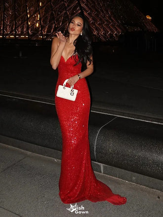 Sexy Red Sweetheart Mermaid Long Prom Dress Ideas, Evening Party Dresses,WGP1708