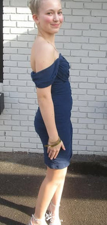 Casual Off-shoulder Sheath Short Mini Homecoming Dress,EPT489