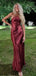 Sexy Burgundy V-Neck Mermaid Long Prom Dress Ideas, Evening Party Dresses, WGP1995