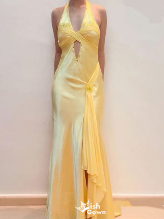 Sexy V-neck Halter Strap Mermaid  Long Prom Dress Ideas, Evening Party Dresses,WGP1100