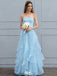 Elegant Blue Sweetheart A-Line Long Prom Dress Ideas, Evening Party Dresses,WGP1795