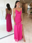 Elegant Pink Mermaid Spaghetti Strap Side Slit Long Sleeveless Long Party Prom Dresses,Evening Dress Online, WGP750