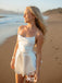 Sexy White Spaghetti Strap Tight Flower Lace Popular Cheap Short Homecoming Dresses, EPT280
