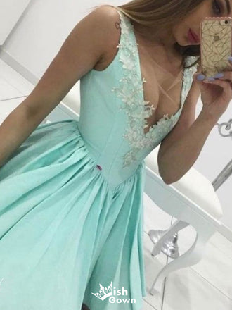 Gorgeous V-neck A-line Short Mini Homecoming Dress,EPT550