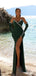 Sexy Green Sweetheart Mermaid Side Slit Long Prom Dress Ideas, Evening Party Dresses,WGP1958