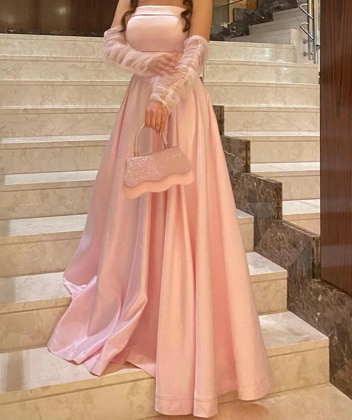 Elegant Pink Sweetheart A-Line Long Prom Dress Ideas, Evening Party Dresses,WGP1877