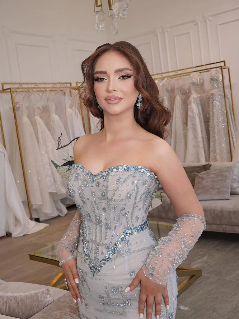 Unique Blue Sequin Sweetheart Sleeveless Mermaid  Long Prom Dress Ideas, Evening Party Dresse,WGP1692