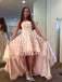 Elegant Pink Floral Sweetheart A-Line Long Prom Dress Ideas, Evening Party Dresses,WGP1984