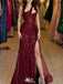 Shiny Red One-Shoulder Mermaid Long Prom Dress Ideas, Evening Party Dresses, WGP2010
