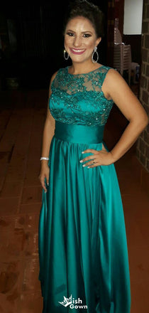 Elegant Illusion A-line Long Prom Dress Ideas, Evening Party Dresses,WGP1753