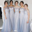 Elegant Blue Off-Shoulder Sleeveless A-Line Long Bridesmaid Dresses Online,WGM466