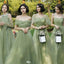 Elegant Green Mismatched Sleeveless A-Line Long Bridesmaid Dresses Online,WGM439