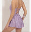 Sexy Pink Spaghetti Strap A-Line Sequin Short Homecoming Dresses For Party, EPT670