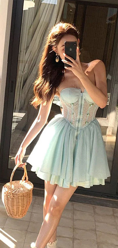 Elegant Blue Sweetheart A-Line Short Homecoming Dresses For Birthday Party, EPT712