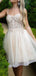 Elegant White Spaghetti Strap A-Line Short Homecoming Dresses For Birthday Party, EPT707