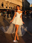 Elegant White Off-Shoulder A-Line Short Homecoming Dresses For Birthday Party, EPT716