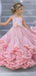Floral Pink Spaghetti Strap A-Line Sleeveless Long Flower Girl Dress,FG032