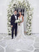 Elegant Applique White Spaghetti Strap Mermaid Long Wedding Dresses With Sweep Trailing,WDH185