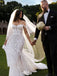 Elegant White Sweetheart Lace Mermaid Long Weddingc Dresses With Sweep Trailing ,WDH165