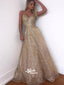 Spaghetti Strap A-line Sparkle Sweetheart Long Prom Dresses PG1110