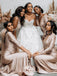 Gorgeous Champagne Gold Multiple Types Pleats Satin Mermaid Bridesmaid Dresses, WGM066