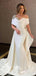Asymmetrical Off Shoulder Rhinestones White Satin Pleats Mermaid Evening Gowns Prom Dresses, WGP209